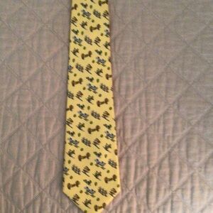 Yellow pattern tie awaits a holiday purchase.